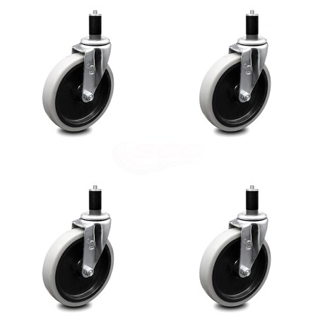 Service Caster 5 Inch Thermoplastic Rubber Wheel 1-3/8 Inch Expanding Stem Caster SCC, 4PK SCC-EX05S510-TPRS-138-4